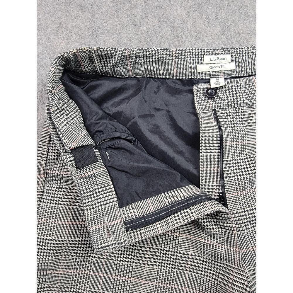 LL Bean Pants Womens 14 Plaid Classic Fit Lined Straight Leg Work Office - Picture 4 of 16
